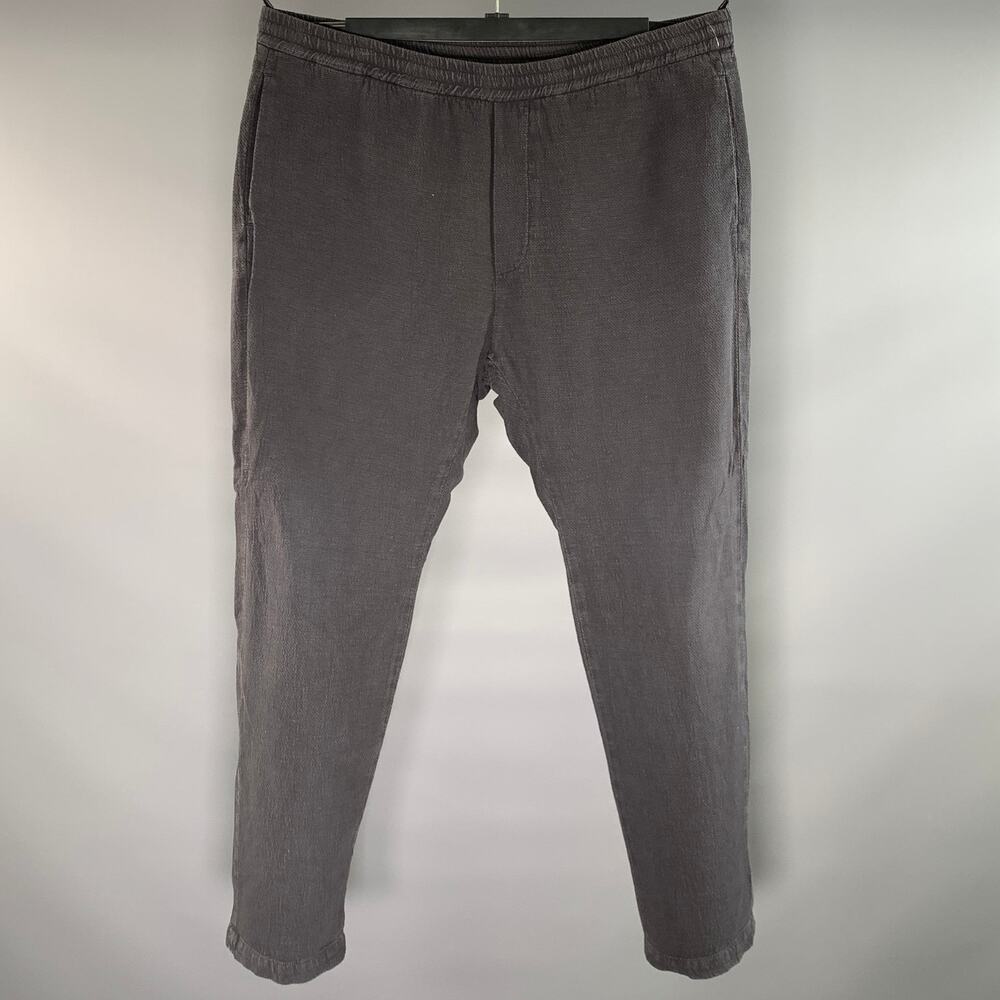 BARENA Size XL Grey Gunmetal Textured Drawstring Casual Pants